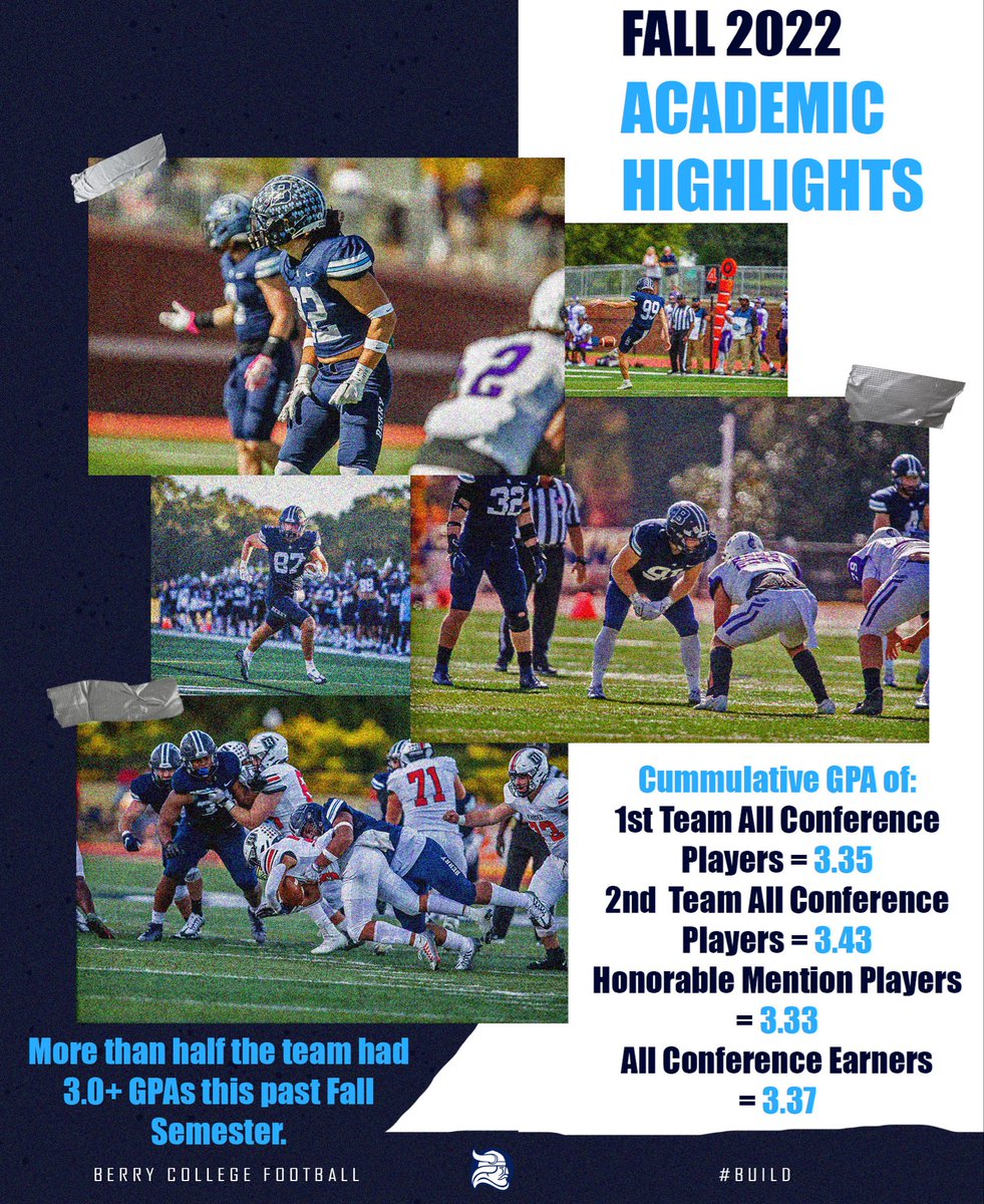 Academic highlights of the Berry College football team from the Fall 2022 semester. We’ve got the brains🧠 and the brawn💪 here at Berry Football #BUILD #BerryFootball #AcademicHighlights #AbsoluteAcademicWeapon