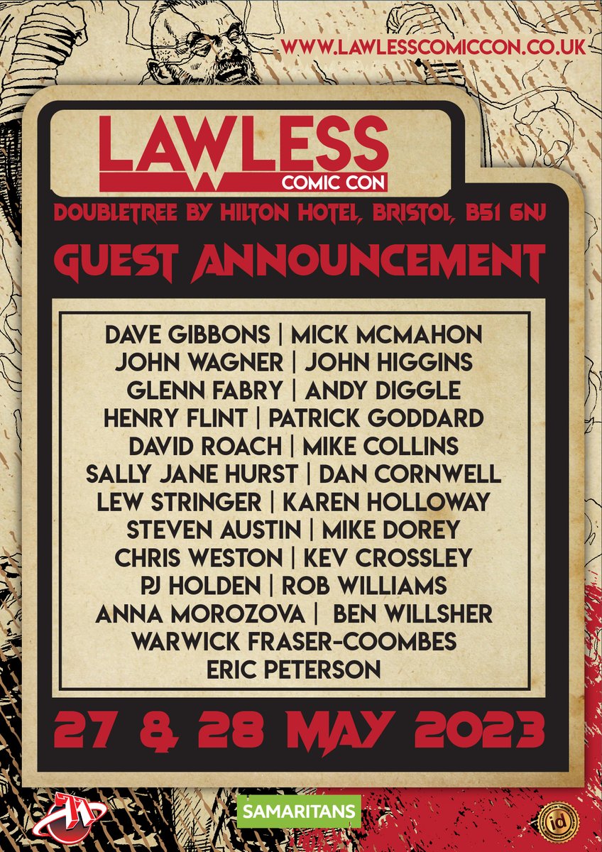 Tickets for Lawless Comic Con go on sale on Saturday 28th January!  We've got a few more guests up our sleeve to add to the list, but check out whose going so far!