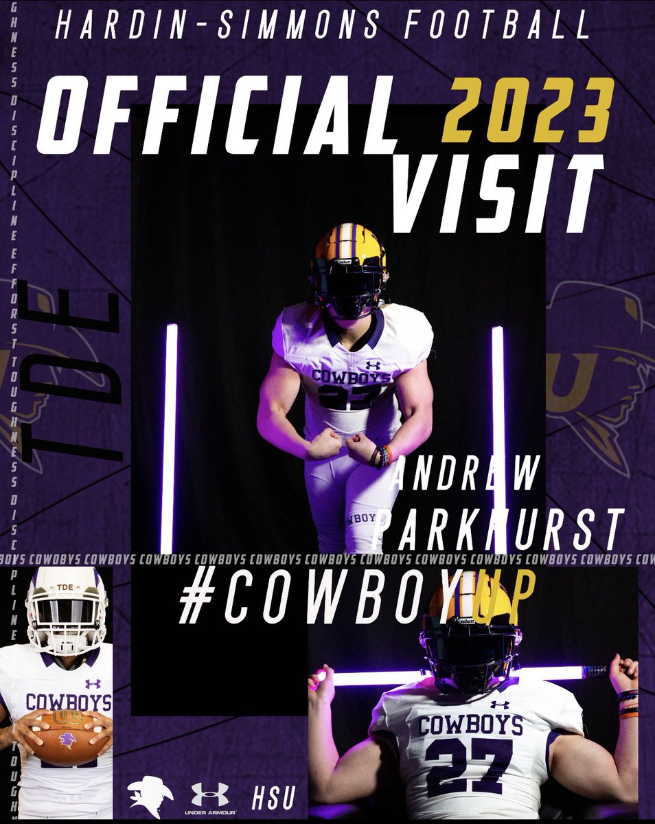 Andrew Parkhurst (@parkstheworks27) on Twitter photo After a great visit at <a href="/HSUTX/">Hardin-Simmons University</a> i have decided that for the next 4 years I will continue my academics at <a href="/HSUCowboys/">Hardin-Simmons Cowboy Football</a> GO COWBOYS!!!💜💛🤍 <a href="/RecruitAledo/">Recruit Aledo</a> <a href="/CoachBuc_Tim/">Tim Buchanan</a> After a great visit at <a href="/HSUTX/">Hardin-Simmons University</a> i have decided that for the next 4 years I will continue my academics at <a href="/HSUCowboys/">Hardin-Simmons Cowboy Football</a> GO COWBOYS!!!💜💛🤍 <a href="/RecruitAledo/">Recruit Aledo</a> <a href="/CoachBuc_Tim/">Tim Buchanan</a>