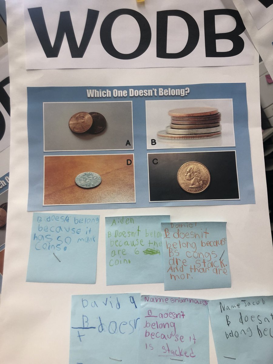 2ndGradeJKO's tweet photo. Students completed a #WODB activity before math today to supplement our unit on Money. We completed this as a POD activity. @PS66JKO #podwork #geoupwork #collaborativeconversation #colorcode #mathwarmup https://t.co/JbReUenPU6