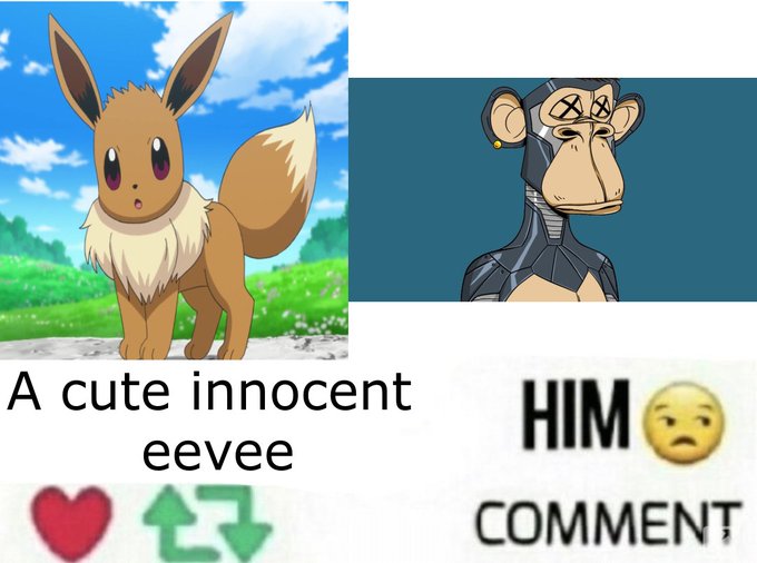 arkclaimer's tweet image. who is better, the cute little Eevee or the ugly nft?