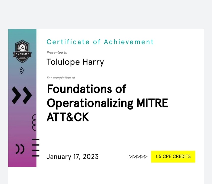 DrDazzles's tweet photo. I am super pumped up about completing the course "Foundation of operationalising MITRE ATT&CK" by #attackiq on Day 1 of the Threat Hunting Bootcamp organised by #vtfoundation. https://t.co/AtzvPkmznw