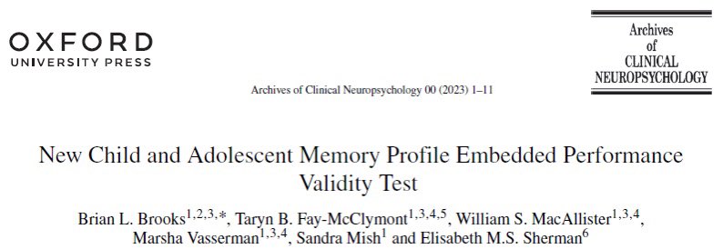NEURO_detect's tweet photo. Looking to ensure a valid memory assessment? Our team’s newest paper provides an updated embedded PVT for the ChAMP. This updated PVT has AUC=.94, sensitivity of .86, and specificity of .92 in youth with TBI! Find it online at https://t.co/10FUvuYnsk https://t.co/sy11JPB5mr