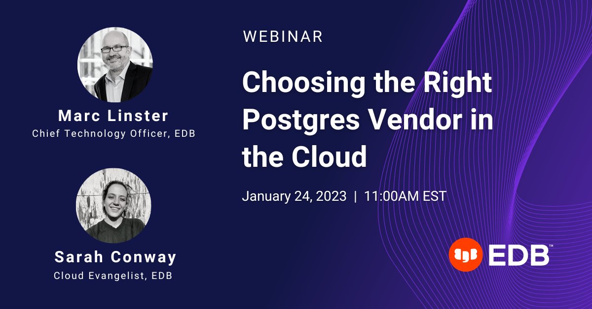 EDBPostgres's tweet photo. Join us in this upcoming webinar as we explore the top 5 risks associated with moving to a cloud-based Postgres solution. Learn to make informed business decisions for your database. 

Register today! https://t.co/B9l37zO5Iy

#PostgreSQL #OpenSource #Tech #PostgresInTheCloud https://t.co/x33dv4fnSY