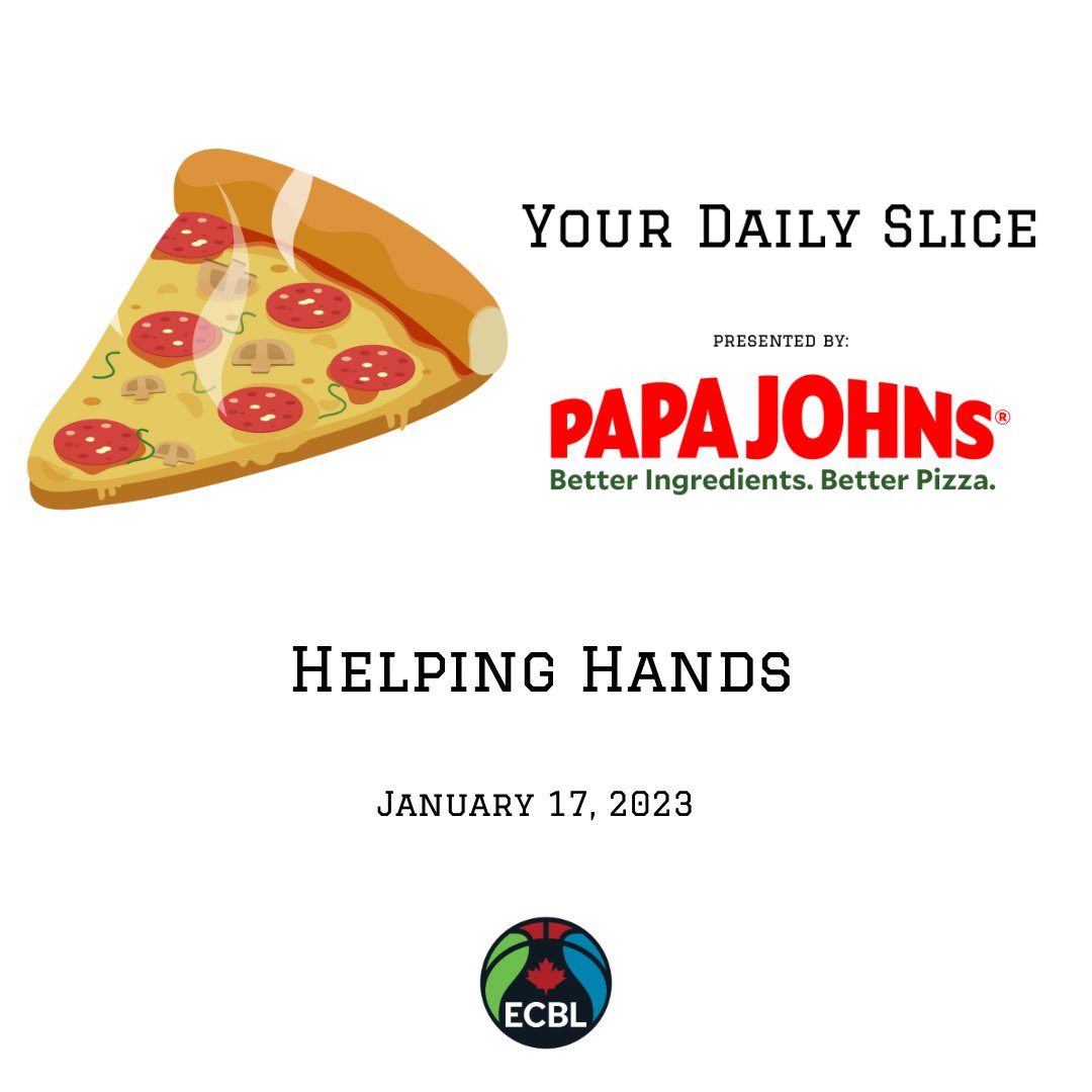 ecbl_ca's tweet photo. “Your Daily Slice” for January 17, 2023, sponsored by Papa Johns Atlantic Canada.
“Helping Hands”
To read more, visit: https://t.co/Ap0tmKBoBk
#yourdailyslice #papajohns #pizza #basketball #ecbl #forthemaritimes #biggerthanbasketball #community #buildtogether #slice https://t.co/0w7WzHF0mg