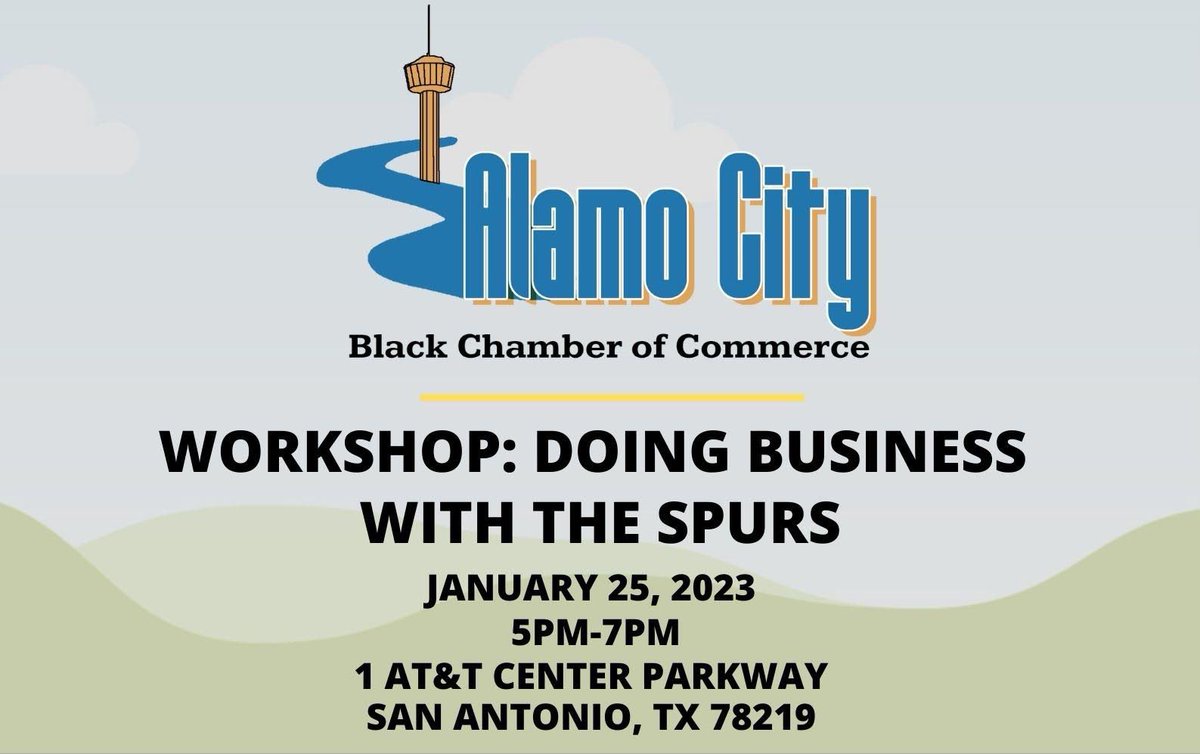 We are kicking off 2023 with our first workshop/networking event with the <a href="/spurs/">San Antonio Spurs</a>! 

Join us at the AT&amp;T center for a one of a kind introduction to the #Spurs organizations and learn about how your company can benefit. 

RSVP: …hamberbusinessworkshop.eventbrite.com
