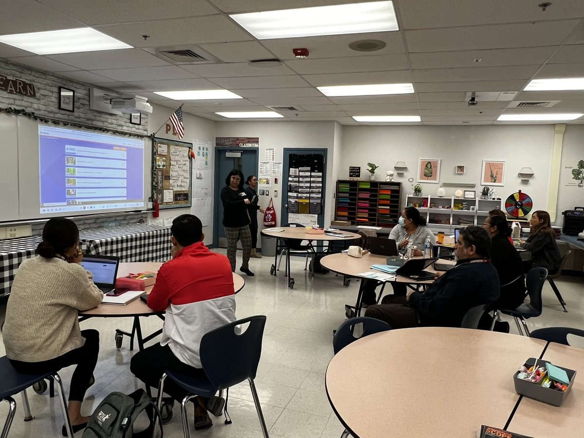 Eastlake_Middle's tweet photo. Special guest, Yoli Fournier, from Sirius helping us maximize our eLearning resource! Go Bulldogs!! #TeamSISD #MakeTheirDay #BuildingALegacyofExcellence 🐾💙 @karras_SMS @iramirez_SMS @SiriusEdSTAAR https://t.co/hM156hdiUD