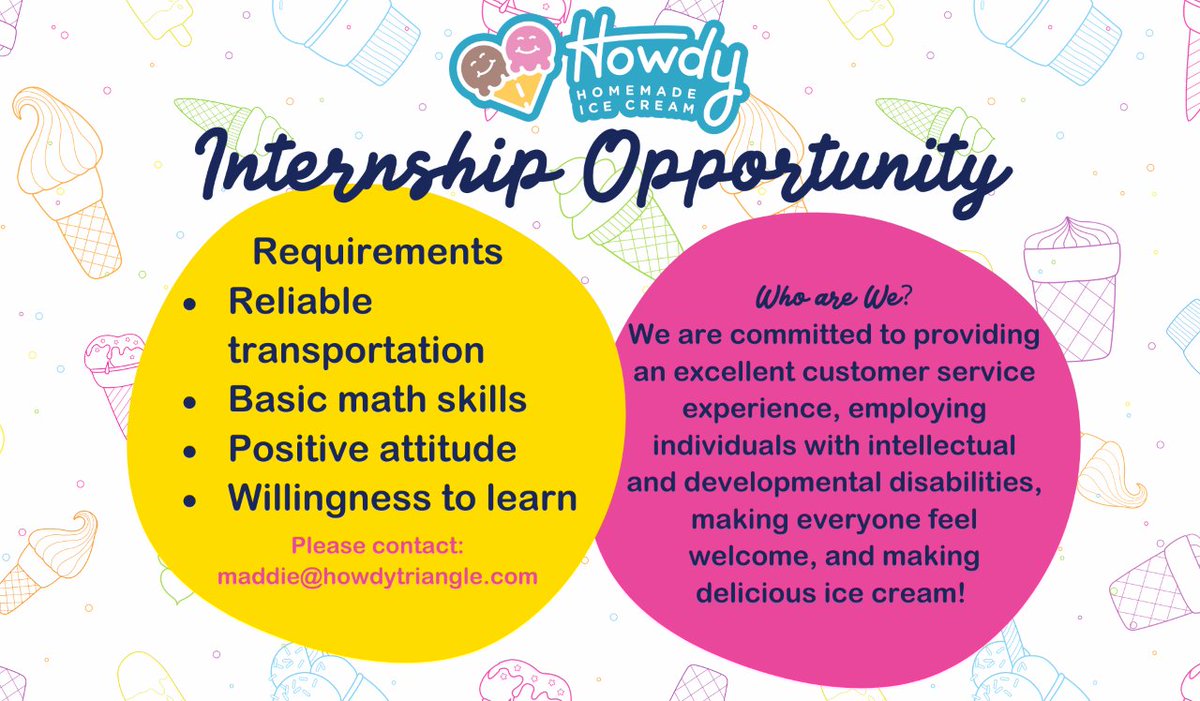 ghhscareers's tweet photo. Internship opportunity at @howdytriangle Please reach out to Maddie for more information! https://t.co/0knPM7AqGG