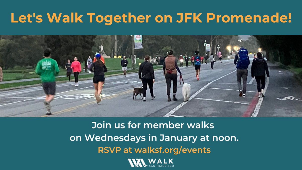 walksf's tweet photo. Wanting to kick off the new year with more walking?
We’re leading member walks Wednesdays in January from 12:00PM - 1:00PM on JFK Promenade. Come chat with staff and other members at the best pedestrian space in the city – and celebrate this massive win!
#IWalkSF #JFKPromenade https://t.co/ySXidWhFsZ