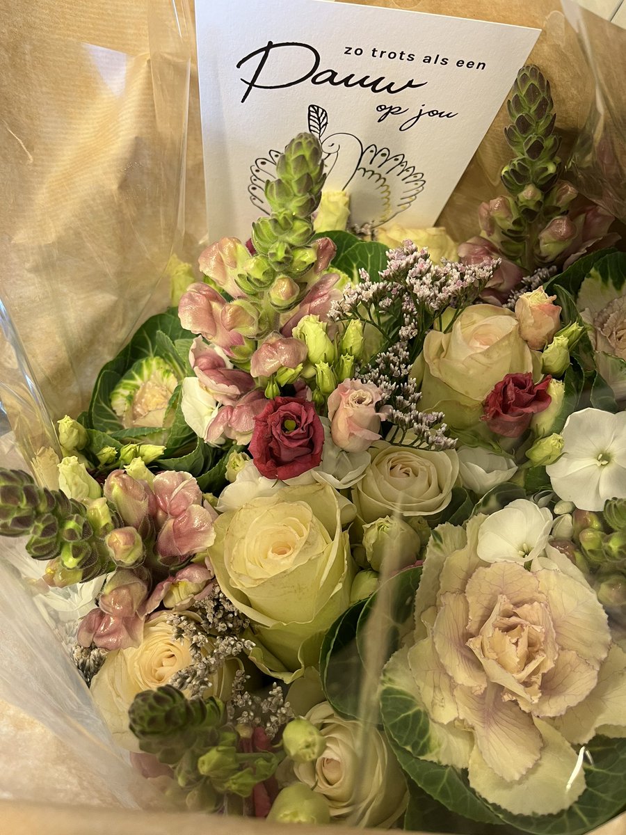 jannepapma's tweet photo. Van mijn geweldige collega’s ontving ik deze bos bloemen; om te vieren dat ik deze week benoemd ben tot Universitair hoofddocent - in het Engels: Associate Professor (mooi ;). Erg blij met de benoeming, bloemen, en mijn collega’s! https://t.co/qOZxQDu85z