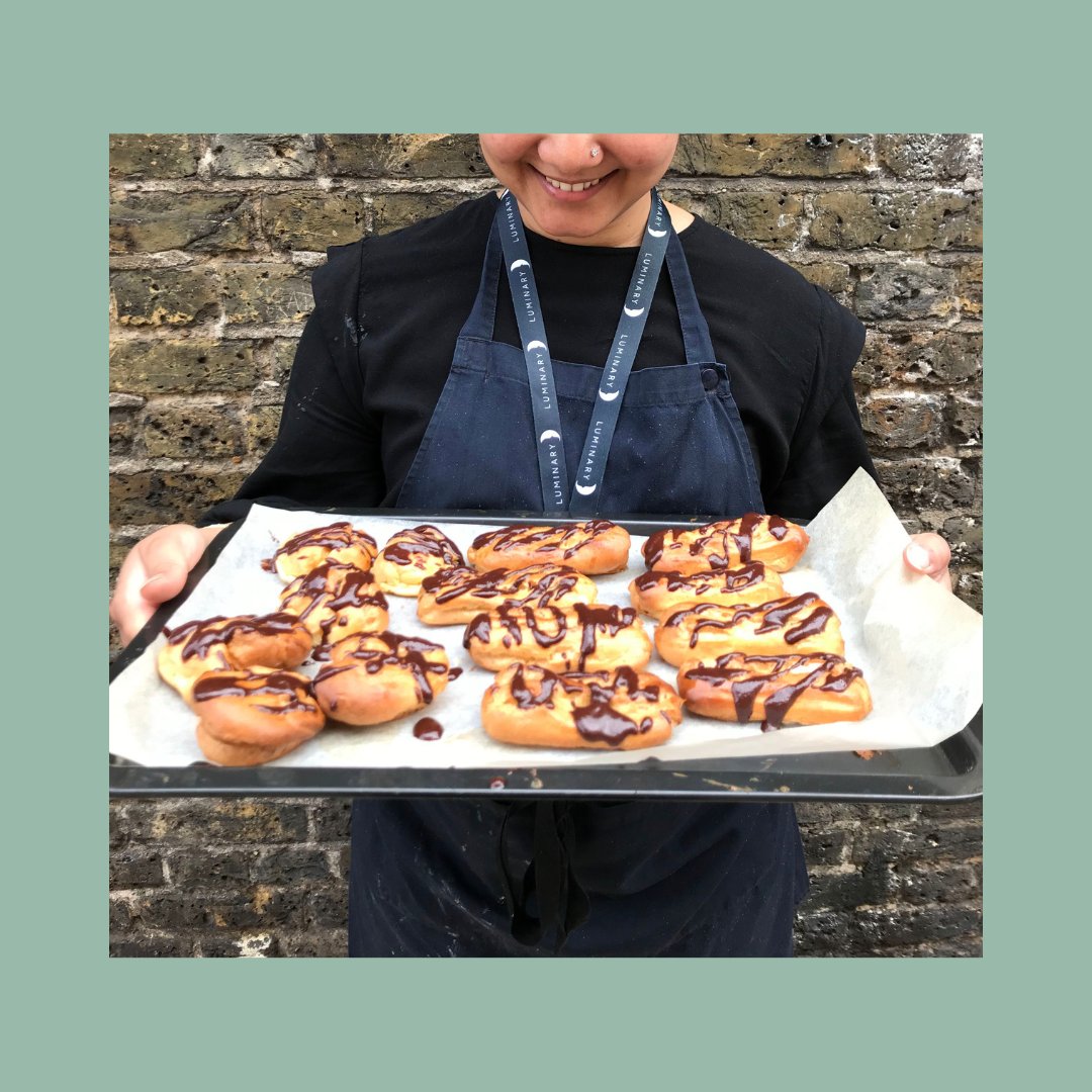 LuminaryBakery's tweet image. We don’t know about you, but our trainees absolutely love baking choux! This week on the #LuminaryEmployabilityCourse our trainees made profiteroles which are made out of choux pastry, which can be very difficult and is something our trainees can be very proud of!