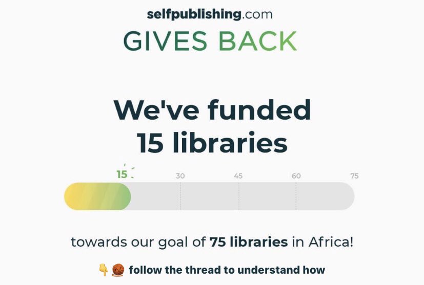 SelfPub's tweet photo. 🤯 We've funded 24 libraries since our launch last Tuesday! 

That's 24,000 books being sent to kids who need them.

So crazy. 

👇 more info on this thread: https://t.co/IQjNzw544R