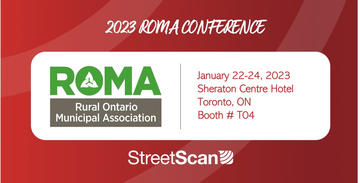 StreetScanInc's tweet photo. Heading to #ROMA2023 this weekend? Visit StreetScan's booth #T04 to learn about our Road and Sidewalk Assessment Service, offered in partnership with @LAS_Ontario, and how it can help your municipality drive a successful #pavementmanagement program. #publicworks https://t.co/3mJyaDmFLx