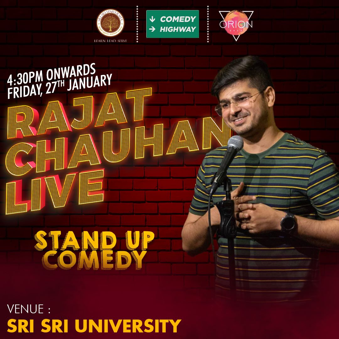 On Day 1, we have with us the sensational comedian Mr. Rajat Chauhan. He with his wit will make sure to tickle your funny bones.

There are limited seats so make sure you get your passes NOWWW!

For more information contact 
Arpit Srivastava- 88589 78949
#orion23 #gurudevinorion