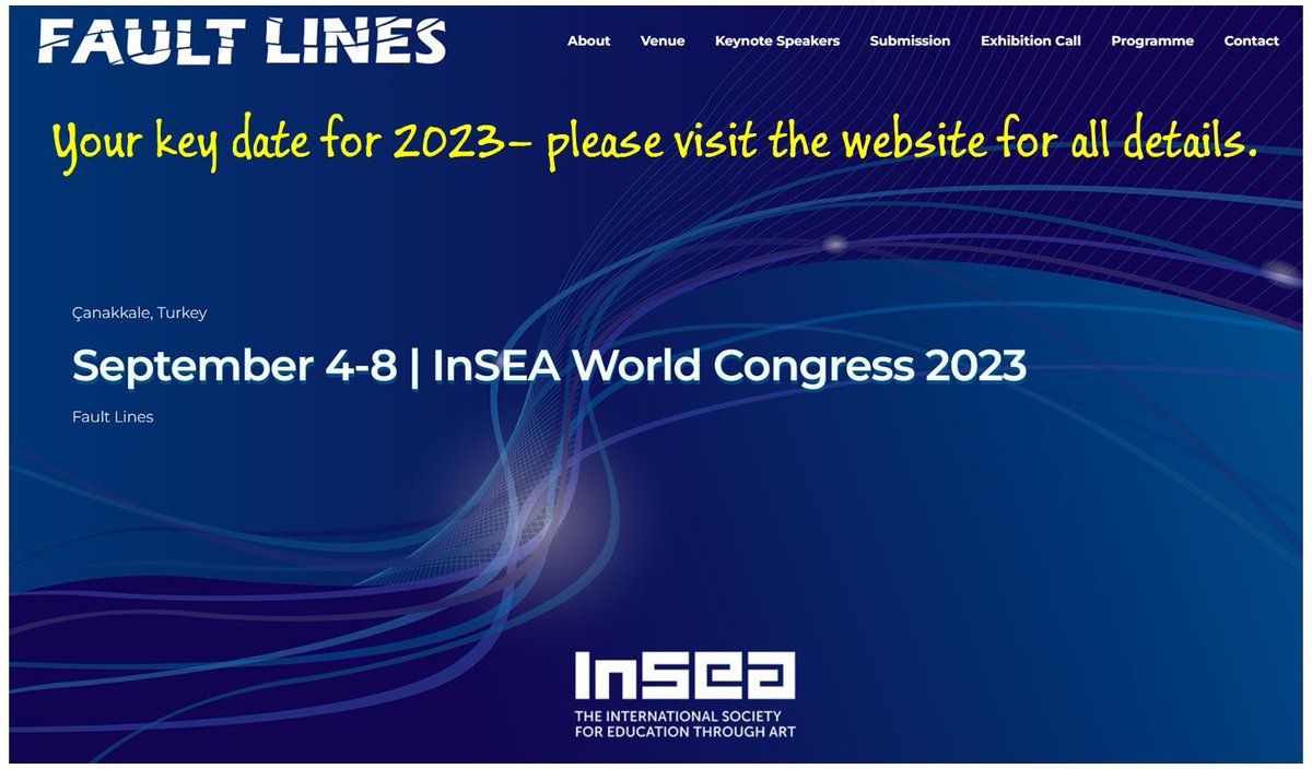 InSEAOfficial's tweet photo. InSEA member? Future InSEA Member? Working in art education? THEN STOP AND CLICK THE LINK FOR ALL DETAILS OF OUR 2023 #INSEA WORLD CONGRESS. https://t.co/xBBWfuejed to be held in Turkey. Submissions due in March. PLEASE SHARE. شارك من فضلك.共有してください。JAKAKAA, PYYDÄN. https://t.co/QY7gICcCq3