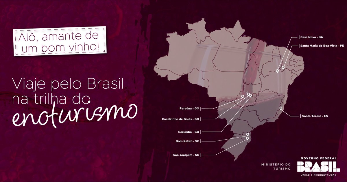 #Enoturismo 🍷🍇
Aroma, paladar, visual e, claro, seu gosto pessoal. 

Acompanhar o processo de produção do vinho vem arrastando diversos turistas pelo país. Rio Grande do Sul, Santa Catarina, Pernambuco e São Paulo são alguns dos grandes fabricantes. ➡️ bit.ly/3CTek6y