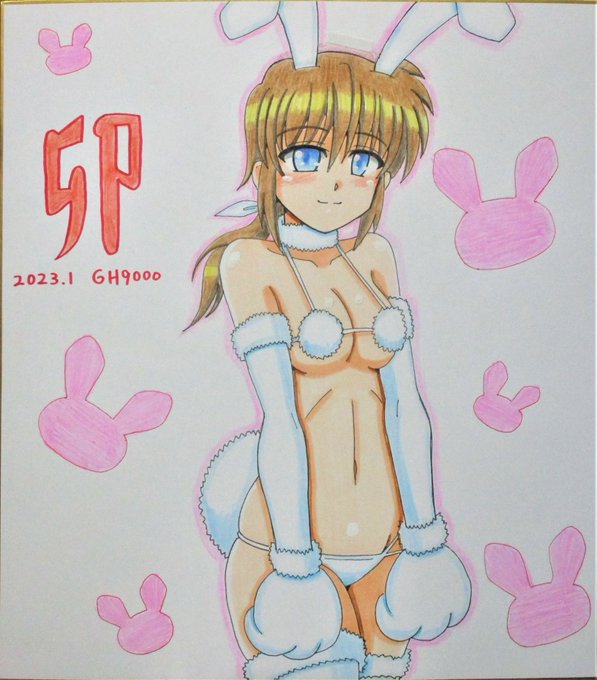 1月の色紙、えちえち白うさぎシュテルん描きました～😊😆 