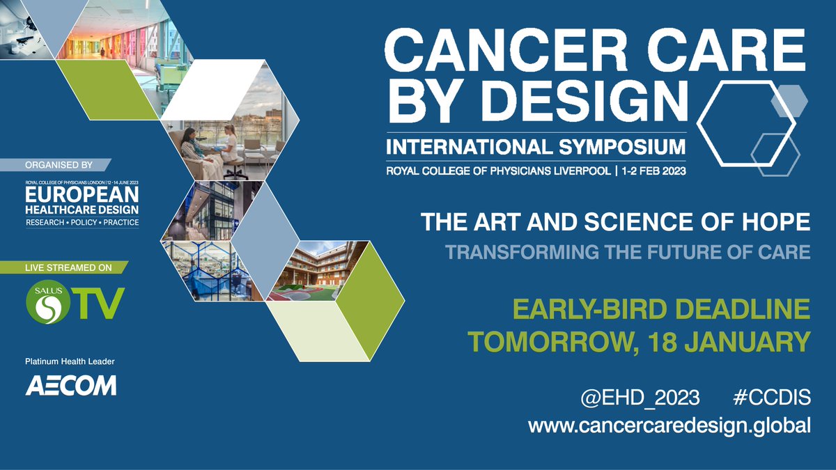 EHDCongress's tweet photo. Tomorrow is the Early bird deadline for the Cancer Care by Design 2023 International Symposium #CCDIS
Make sure to secure your place by Wednesday 18 January to take advantage of our concessions
Programme agenda: https://t.co/8C94nAQELj https://t.co/oIqAK2UtwS