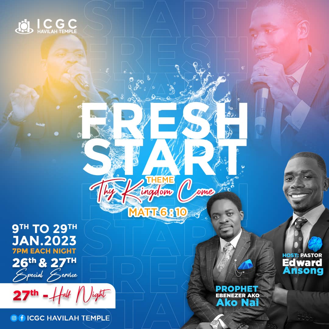 ICGCHAVILAHTEM1's tweet photo. What better way to climax #FreshStart than to make way for His Kingdom to come. Join us this 26th and 27th at ICGC Havilah Temple and let's experience the glory of the LORD. Come expecting the miraculous.
#freshstart2022 #havilahtemple #YearOfGathering
#WeAreICGC https://t.co/XXmWphaDFg