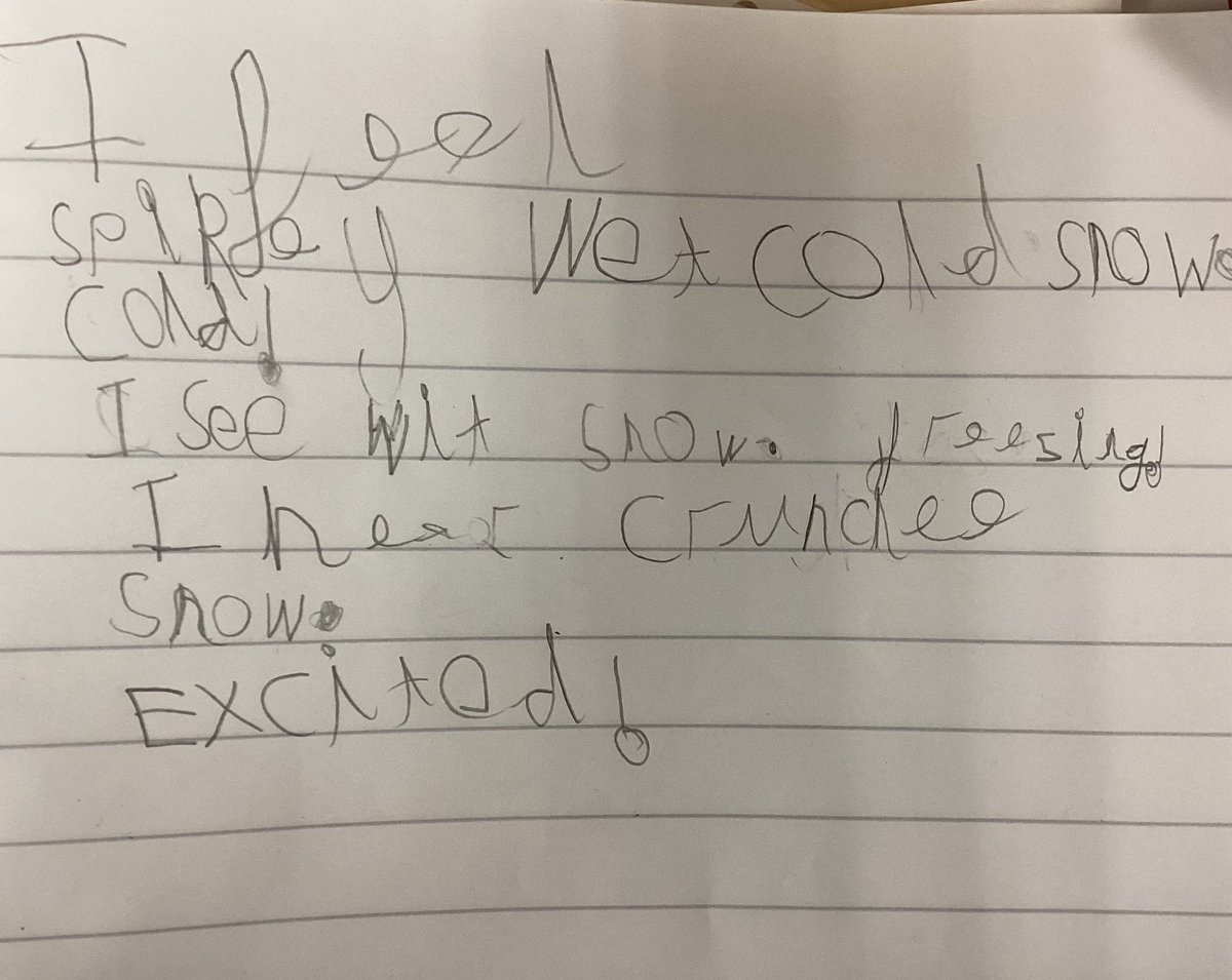 Year 1 and Reception had fun exploring the snow. They gathered vocabulary then wrote snow inspired poems.