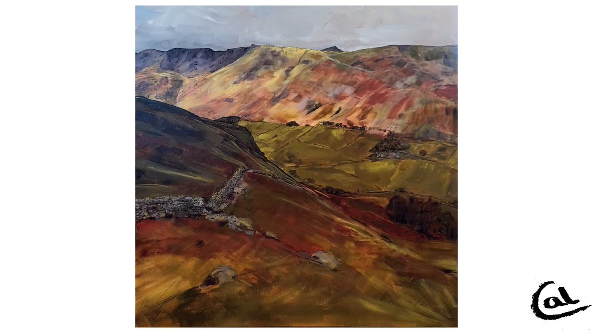 callylawson's tweet image. First painting of 2023 completed this afternoon before the light disappeared. Soft-bodied acrylic on canvas 100x100cm. 

#LakeDistrict #landscapepainting #landscapeartist #Cumbria