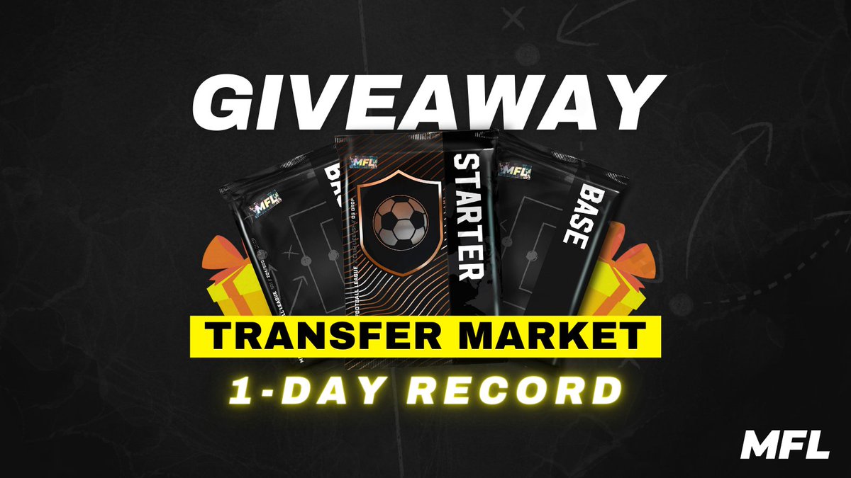 playMFL's tweet photo. 🎁 GIVEAWAY 🎁

To celebrate our record day on the transfer market, we're giving away 2x BASE PACKS and 1x STARTER CLUB PACK!

⚽ Follow @playMFL
⚽ RT
⚽ Show us a player you think other agents are sleeping on right now 👀 Anyone underrated in the marketplace?

#onFlow https://t.co/XOyErDDIwj