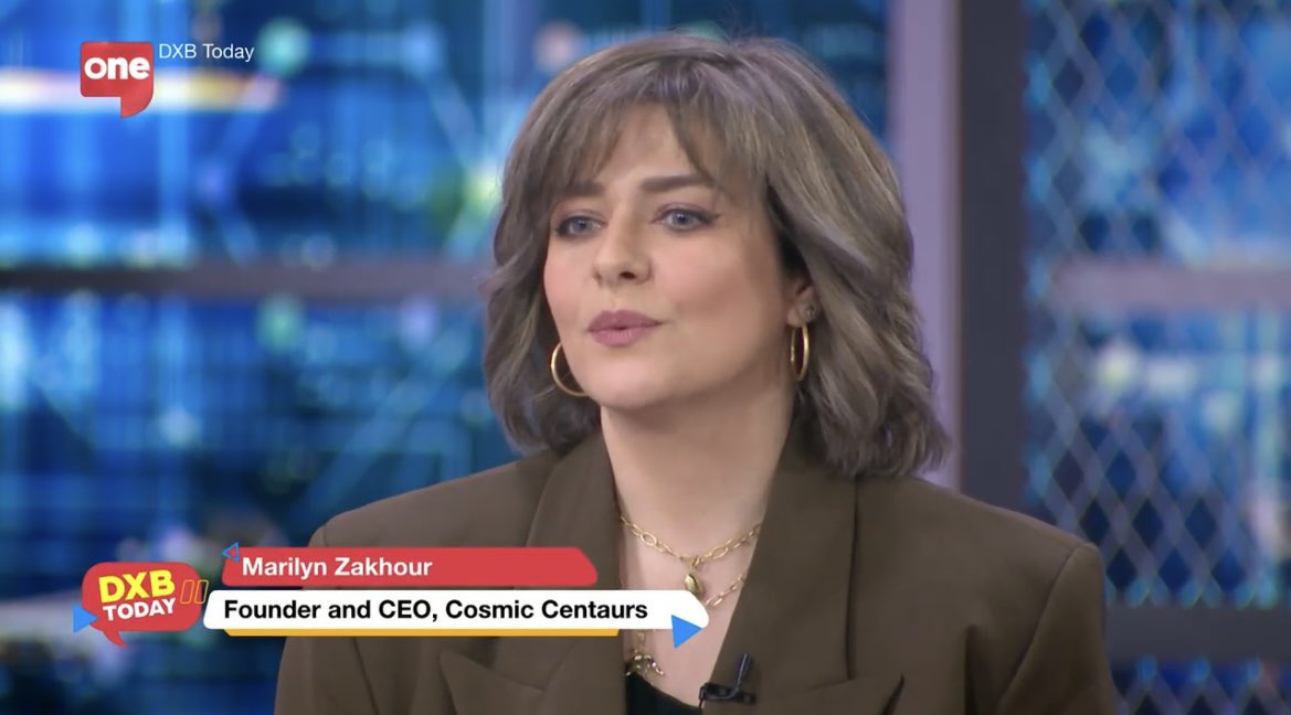 So very proud of <a href="/CosmicCentaurs/">Cosmic Centaurs</a> Founder of CEO, <a href="/Marilynzakhour/">Marilyn Zakhour</a> going live on <a href="/DubaiOneTV/">Dubai One</a> talking about the incredible work we are doing with our customers on #wellbeing #employeeengagement and #flexibleworkplaces