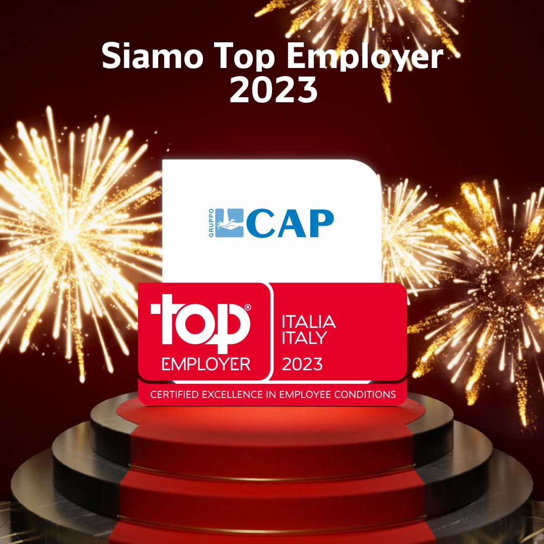 gruppocap's tweet photo. Gruppo CAP è @TopEmployersIT per il quinto anno consecutivo! 👏 Lavoro agile, asilo aziendale, ma anche desk sharing e un servizio di telemedicina 24/7 sono alcuni esempi del nostro impegno per il benessere delle #persone a 360°. #TopEmployers2023 https://t.co/t6Fr7WlGRL