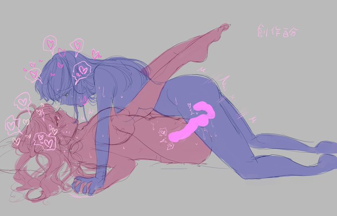 天才的な双頭ディ…ドを見かけてクソ興奮したのでうちの創作(いちゃらぶ)百合ちゃんたちに使っていただいたらくがき 