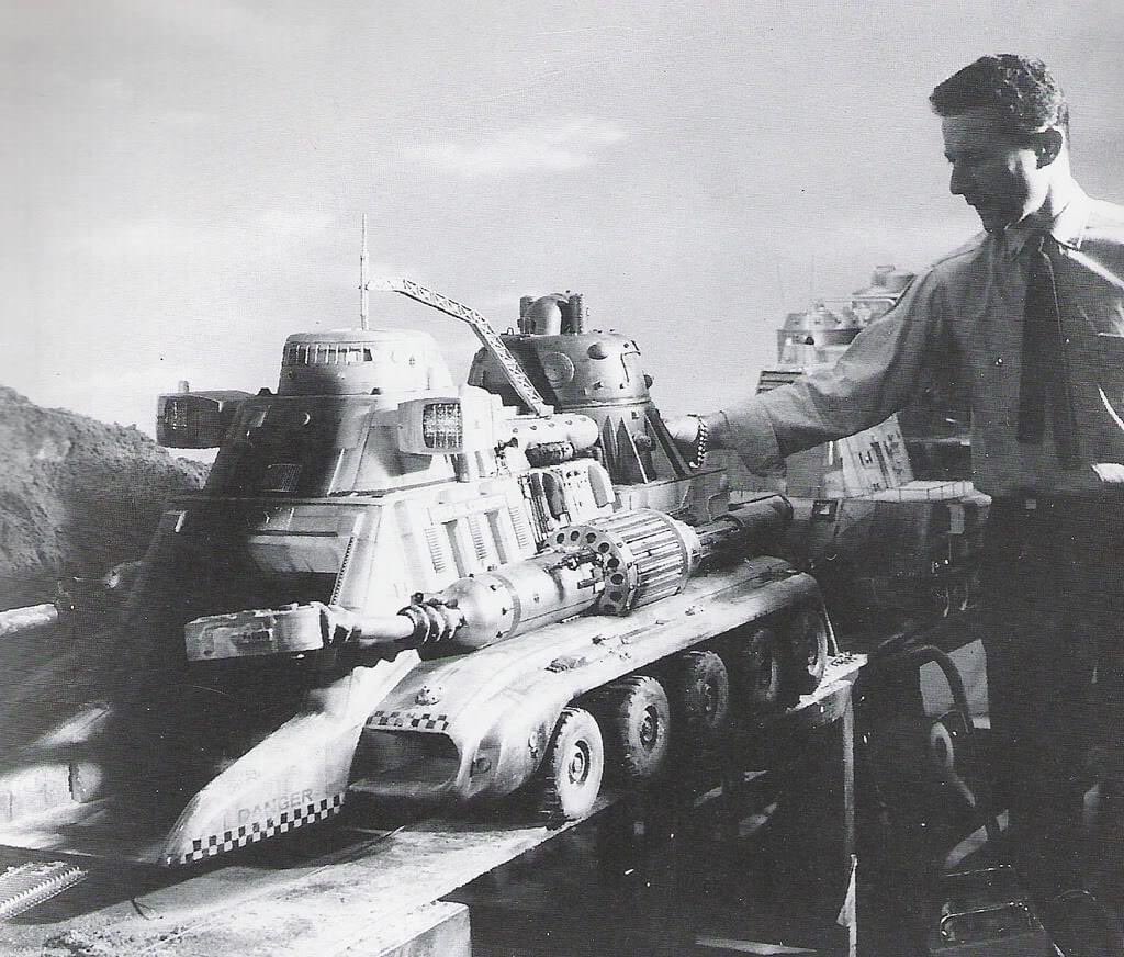 philzink's tweet photo. Behind the scenes with Derek Meddings. 
#GerryAnderson #DerekMeddings #Stingray #Thunderbirds #FAB1 #Fireflash https://t.co/9kH9vpt2KF