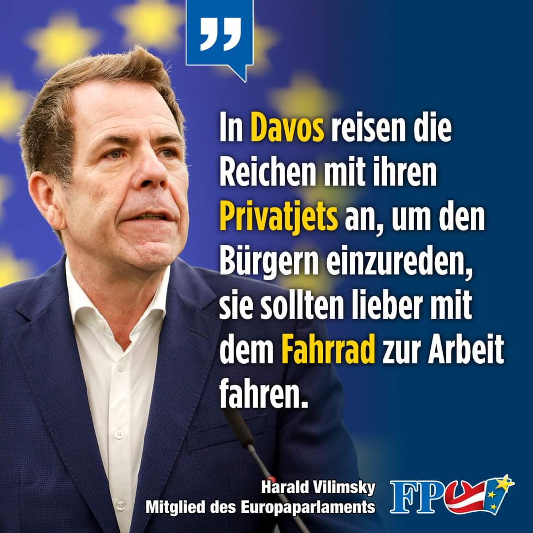 vilimsky's tweet photo. Greenpeace zum Elite-Treffen in Davos: 7400 Tonnen CO2-Emissionen - der Ausstoß von 260.000 durchschnittlichen Autos in einer Woche. Mit dabei: Ursula von der Leyen, die Mutter des "Green Deal".
https://t.co/7Vw0uXceKx
#idgroup https://t.co/piAy4B6B5i