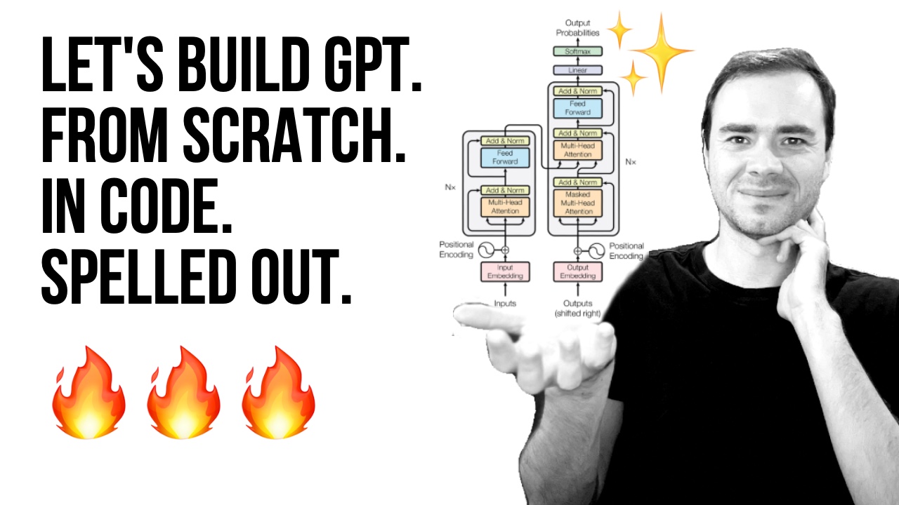 🔥  New (1h56m) video lecture: "Let's build GPT: from scratch, in code, spelled out."  https:// youtube.com/watch?v=kCc8FmEb1nY …  