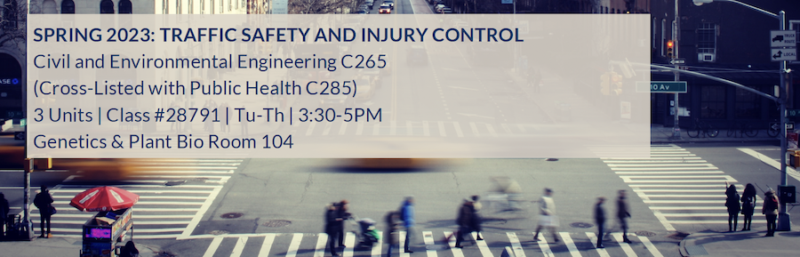 UCBSafeTREC's tweet image. Looking forward to launching our Spring 2023 C265 #TrafficSafety and #InjuryControl course! Topics covered include the #SafeSystem approach, pedestrian and bicyclist safety, the safety of self-driving vehicles &amp;amp; emerging technologies and more: bit.ly/3UW7PXX