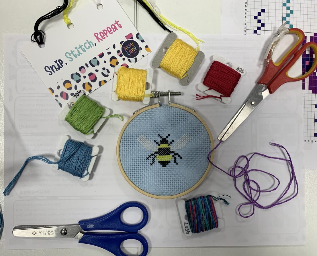 KGS1561's tweet photo. Wonderful #CrossStitch🪡🧵#workshop for the KGS staff today👏! Thank you to Miss Hicks for organising it☺️! #ItsNotBlueAtKGS @KGS_Kindness @KGS_Outreach @KGSheadmaster #wellbeing https://t.co/gXNXCgSjCV