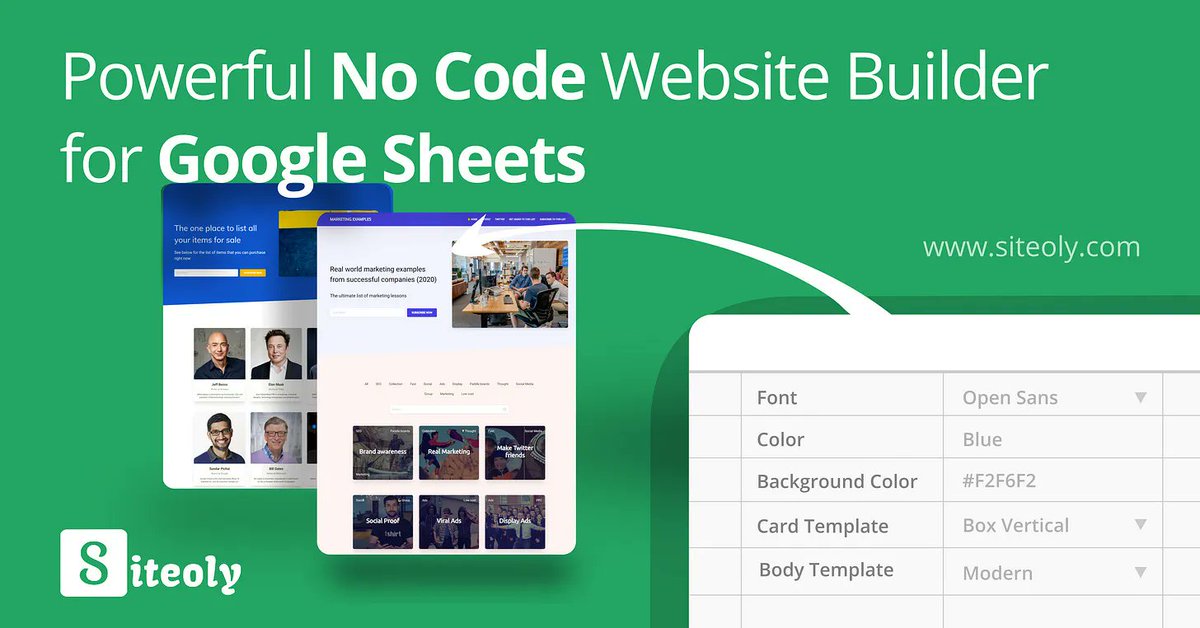tmiket's tweet photo. From spreadsheet to showstopper! #NoCode tools like Softr, SpreadSimple, Siteoly and others make it easy for anyone to turn their data into a visually appealing & interactive websites. #websitebuilding #spreadsheetdata"
https://t.co/yqorA2i3Vk https://t.co/hovlkZcmER