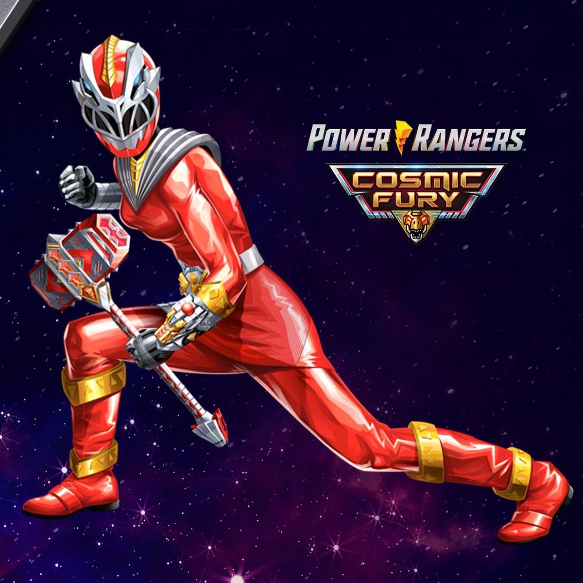 I am…. the… Cosmic Fury… RED RANGER!!!! 🥹 someone pinch me. I am officially the first full series Female Red Ranger leading a team of Rangers ❤️