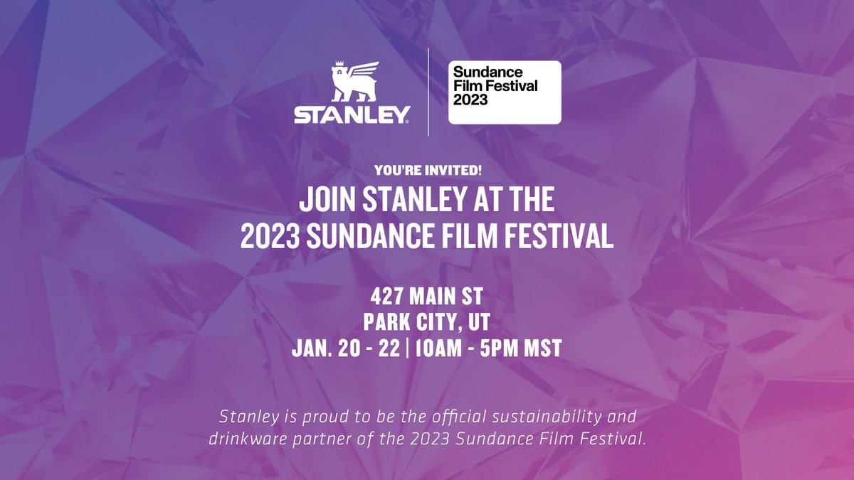 Join us January 20-22nd at 427 Main St. & celebrate the 2023 Sundance Film Festival and enjoy fun & free activities all weekend. Plus, a free Stanley IceFlow Tumbler for guests while supplies last! Details: stanley1913.com/pages/sundance… #StanleyatSundance #Sundance