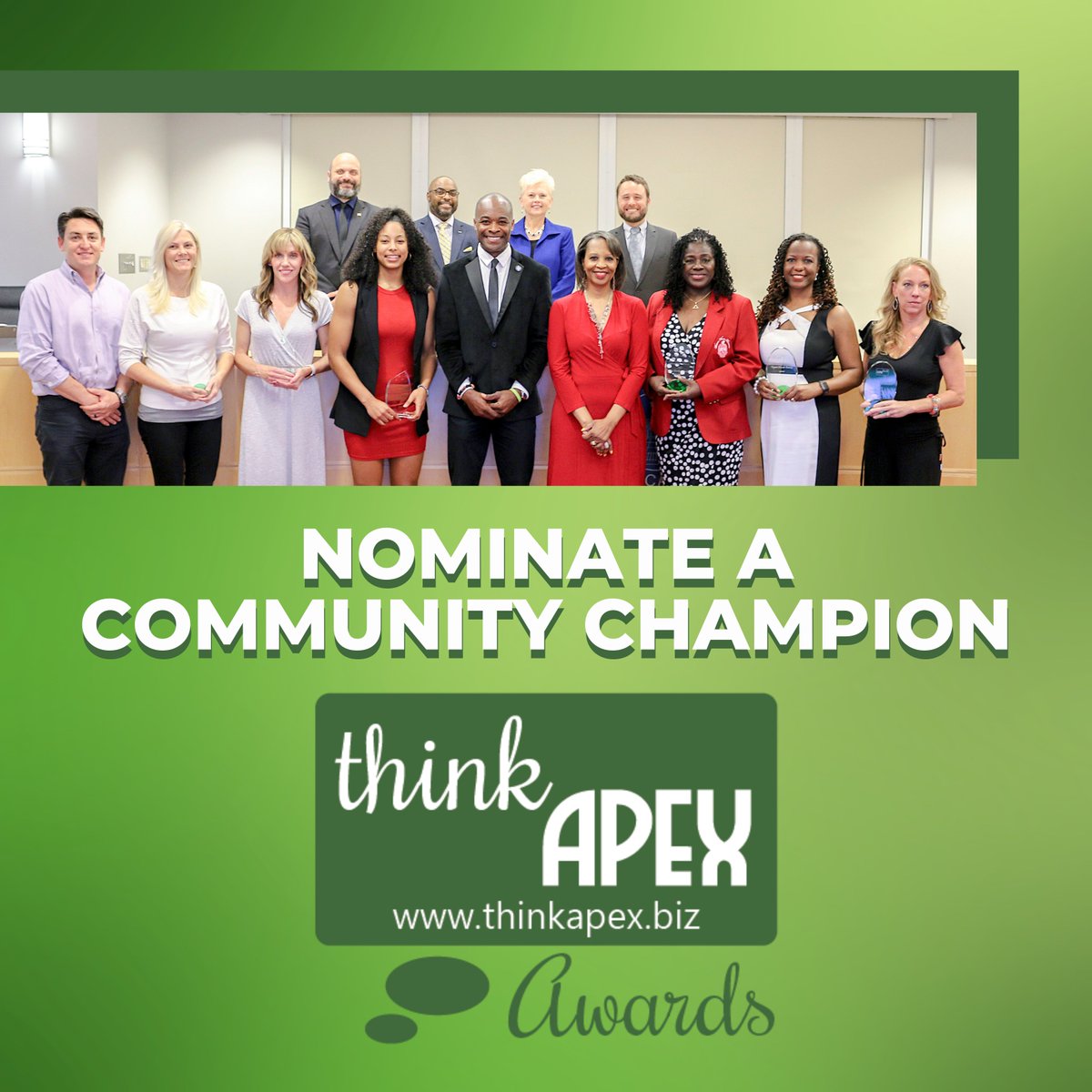Do you know a business, individual, non-profit, or youth that has uniquely given back or positively impacted the Apex community in 2022? Nominate them for a 2023 Think Apex Award! 
Learn more and submit your nominations at: thinkapex.biz
#thinkapex