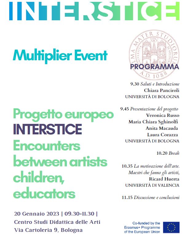 interstice_eu's tweet photo. 🗓️20th Juanuary, #INTERSTICE next multiplier event organized by @MOdE_Unibo @Unibo with a speech by @huerta_ricard from @CrearigrupUV @UV_EG, on #teachers who become #artists
@ErasmusPlus_pro @EUErasmusPlus 
#arteducation https://t.co/zTTeygXMNy