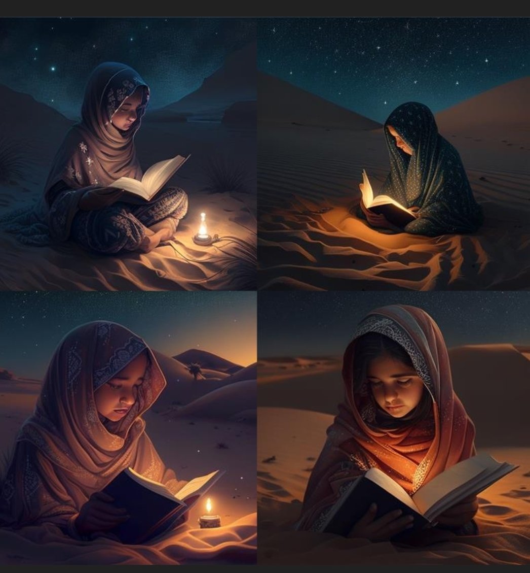 MissHasoba's tweet photo. موقع رسم بالذكاء الاصطناعي  صاير ترند 
https://t.co/b0t6XxeZc3
تتخيل صورة وتكتب كلمات اللي تريد أن يظهر بالصورة
هنا كتبت( بنت تقرأ قرآن في الصحراء في الليل  ويظهر منه نور)
وكان هذه نتيجة الذكاء الصناعي لترجمة خيالي 
 وتستطيع تحديد نوع الرسم ودقته
الموقع روووعه لما تفك ماحتسك 😁 https://t.co/NiX9tvG4xm