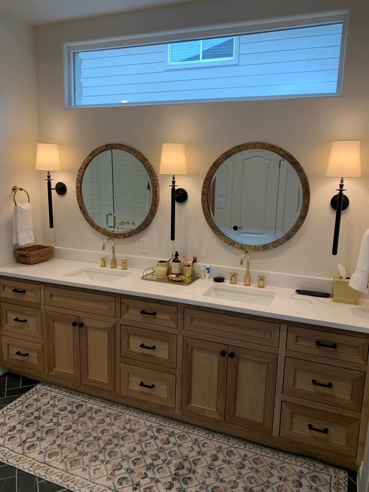 Mirrors, mirrors on the wall!  Canyon Construction would love to design and build your fairy tale bathroom. #DrippingSpringsRemodel #custombathroom #remodel #modernhome #luxuryhome