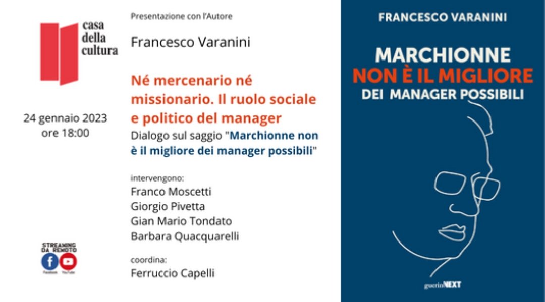 Martedì 24 gennaio alle 18 alla Casa della Cultura di Milano