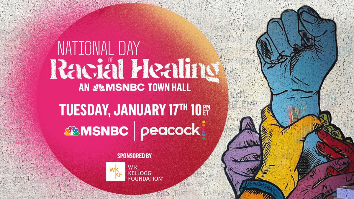 WK_Kellogg_Fdn's tweet photo. The National Day of Racial Healing town hall will be live from #NewOrleans on @MSNBC TONIGHT at 10 pm ET! @JoyAnnReid, @chrislhayes &amp; @trymainelee will be joined by Minnijean Brown-Trickey, @nhannahjones, @MitchLandrieu &amp; more for conversations on racial equity and healing! https://t.co/NPY651aqAg