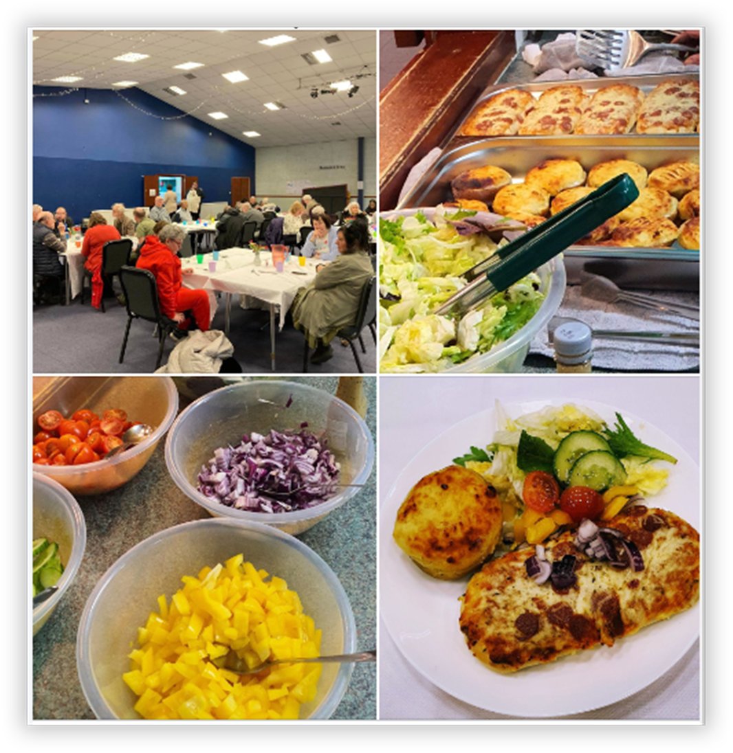 Each Monday we gather together and have lunch. Our popular Luncheon Club is a great session to come to the Branch and make friends, be warm and have a tasty two course meal for just £2.
Come and Join us on Monday, everyone is welcome.