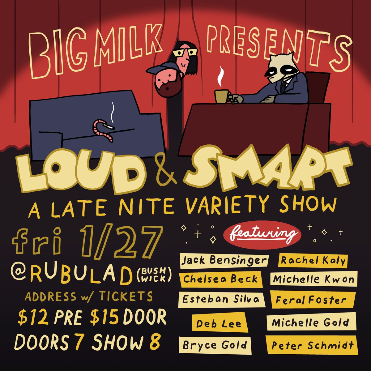 Big Milk (@bigmilkcontent) on Twitter photo Did u know we have a new show coming up. Did u know it's a Late Nite Variety Show with <a href="/alexkrokus/">alex krokus</a> and so many of our favs???
<a href="/JackBensinger/">Jack Bensinger</a> <a href="/rachel_kaly/">Rachel Kaly</a> <a href="/beck2thefuture/">Chelsea Beck</a> Michelle kwon, <a href="/Curanderx/">Fire Teachrr 🏴</a> @FeralFoster <a href="/jdebbiel/">Deb JJ Lee @ ANYC K6</a> <a href="/waziot/">Meesh Hell</a> <a href="/_nicegold/">Bryce Gold</a> <a href="/BigHonkk/">Peter Larson Schmidt</a>
Tickets: eventbrite.com/e/big-milk-pre… Did u know we have a new show coming up. Did u know it's a Late Nite Variety Show with <a href="/alexkrokus/">alex krokus</a> and so many of our favs???
<a href="/JackBensinger/">Jack Bensinger</a> <a href="/rachel_kaly/">Rachel Kaly</a> <a href="/beck2thefuture/">Chelsea Beck</a> Michelle kwon, <a href="/Curanderx/">Fire Teachrr 🏴</a> @FeralFoster <a href="/jdebbiel/">Deb JJ Lee @ ANYC K6</a> <a href="/waziot/">Meesh Hell</a> <a href="/_nicegold/">Bryce Gold</a> <a href="/BigHonkk/">Peter Larson Schmidt</a>
Tickets: eventbrite.com/e/big-milk-pre…