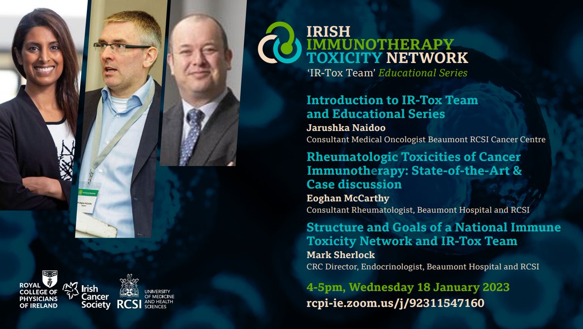 Beaumont RCSI Cancer Centre (@cancercentreire) on Twitter photo Looking forward to the first educational meeting of the Irish Immunotherapy Toxicity Network 'IR-Tox Team' and hearing <a href="/CancerCentreIre/">Beaumont RCSI Cancer Centre</a> experts discuss the side effects of immunotherapy.
A great new network supported by <a href="/IrishCancerSoc/">Irish Cancer Society</a> <a href="/RCPI_news/">Royal College of Physicians of Ireland</a> <a href="/RCSI_Irl/">RCSI</a> Looking forward to the first educational meeting of the Irish Immunotherapy Toxicity Network 'IR-Tox Team' and hearing <a href="/CancerCentreIre/">Beaumont RCSI Cancer Centre</a> experts discuss the side effects of immunotherapy.
A great new network supported by <a href="/IrishCancerSoc/">Irish Cancer Society</a> <a href="/RCPI_news/">Royal College of Physicians of Ireland</a> <a href="/RCSI_Irl/">RCSI</a>