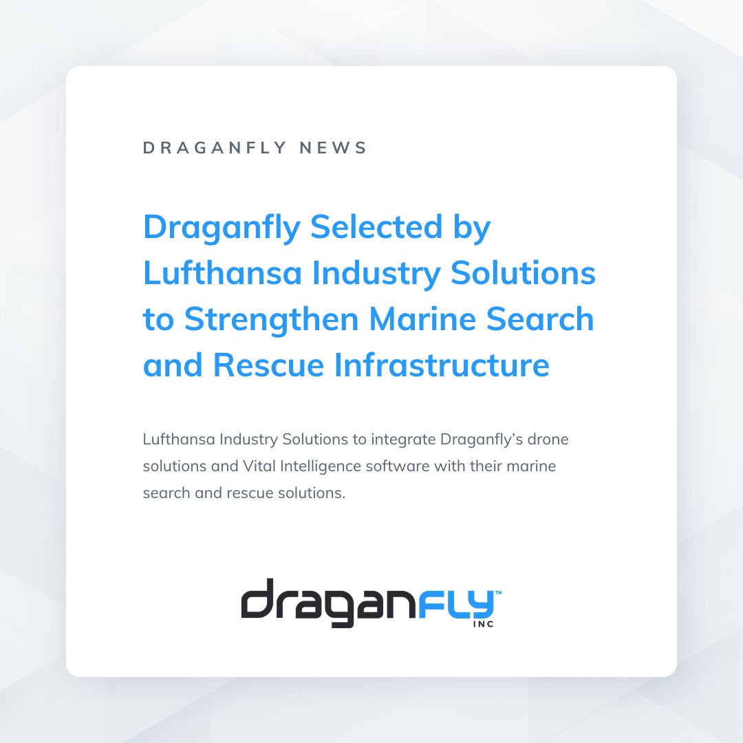 DraganflyInc's tweet photo. “We are thrilled to partner with Lufthansa Industry Solutions and provide our versatile AI technology for use in their current infrastructure." @CameronChell. Learn more about our partnership with Lufthansa Industry Solutions: https://t.co/h3dNHFCJTD $DPRO https://t.co/NgnjDbxOxU