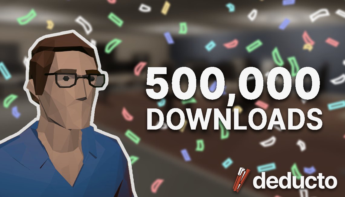 Red_Fox_Studios's tweet photo. Deducto just hit a HUGE milestone... HALF A MILLION DOWNLOADS!! 🎉🎉🎉 https://t.co/zOTLLaNFuA
