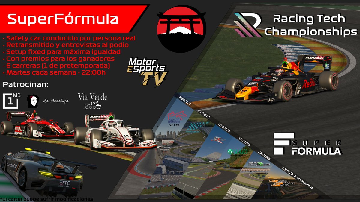 MotorEsportsTV's tweet image. Esta noche a las 22h
arrancamos pretemporada
en @RacingTechChamp 

🏁 Nos vamos a #Ricardo_Tormo

Cabina:
🎙️ @sademilio 
🎙️ @aronmoreno_ 
🎥 @EstebanCampos_ 

Síguelo 🫵 twitch.tv/motoresportstv

Directo Patrocinado por:
@SRPsimracingpro 
@customcockpits 
@iovaluetech