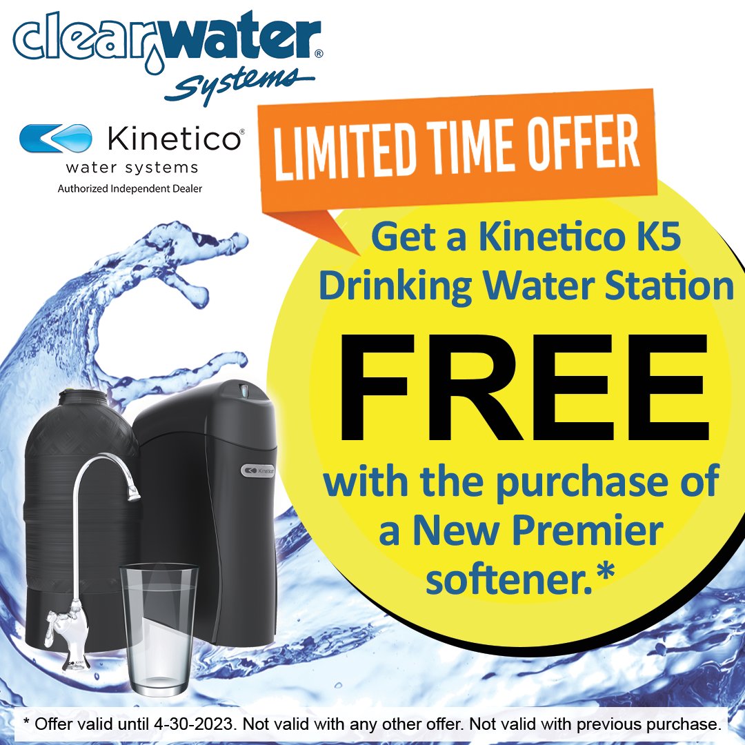 ClearwaterSystm's tweet photo. Treat yourself to the best this year by getting the best water in your home! 💧 When you purchase a new Premier softener you will get a Kinetico K5 for FREE! Call today to get cleaner, better water at 888-928-3710! 📞

#clearwatersystems #betterwater #free https://t.co/ePh3Dwl8k4